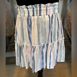 Ocean Drive Multicolor Stripe Ruffled Tiered Look Mini Skirt Size Small NWT